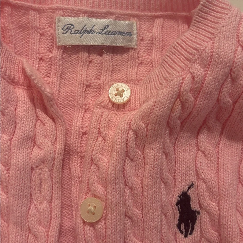 Ralph Lauren Pink Cable Knit Kids Cardigan